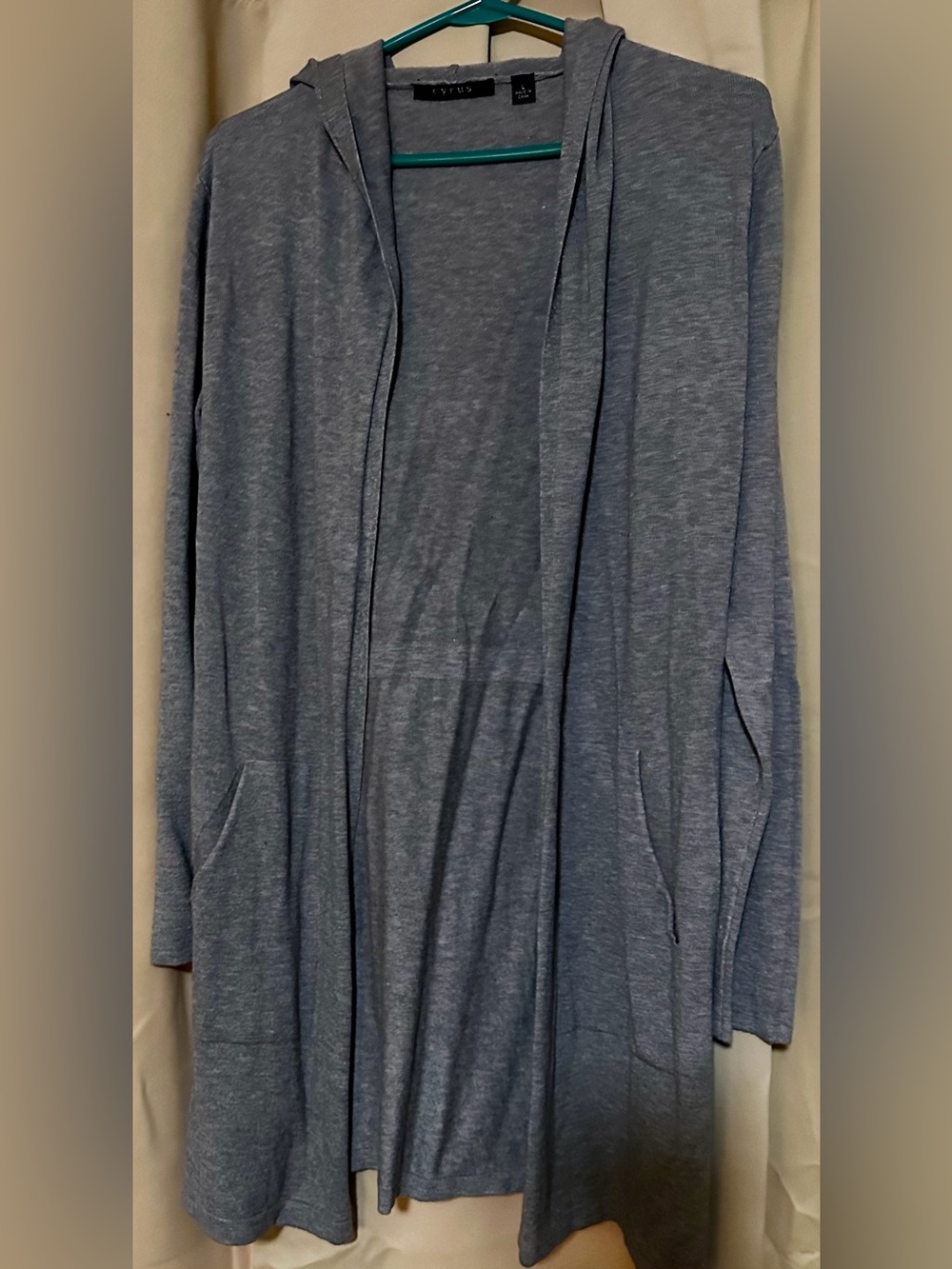 Women's Heather Slate Gray Hooded Cardigan